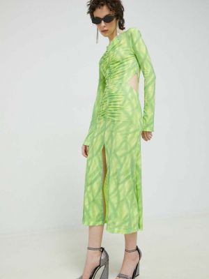 Sukienka długa dopasowana Rotate zielona