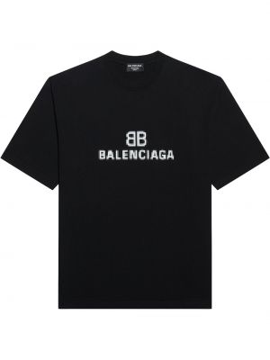 Camiseta con estampado Balenciaga negro