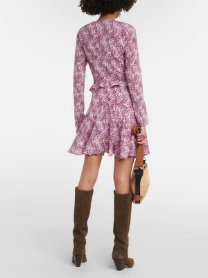 Svilena obleka s potiskom Isabel Marant vijolična
