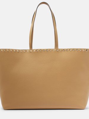 Kožená nákupná taška Valentino Garavani hnedá