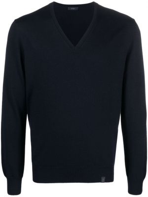 Пуловер с v-образно деколте Fay синьо