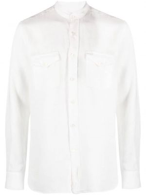Ленена риза със стояща яка Canali бяло