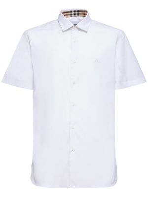 Kockovaná bavlnená košeľa s krátkymi rukávmi na gombíky Burberry - biela
