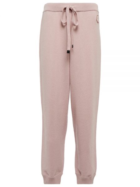 Kašmírové vlnené teplákové nohavice Moncler ružová
