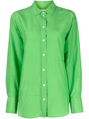 Bavlněná hedvábná košile s knoflíky Frame - zelená