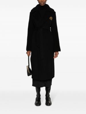 Dzianinowy płaszcz wełniany Ermanno Firenze czarny