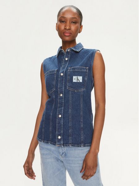 Priliehavá rifľová vesta Calvin Klein Jeans modrá