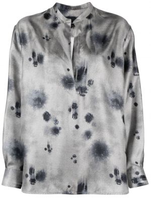 Bluză de mătase cu imagine Giorgio Armani gri