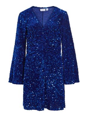 Коктейлна рокля Vila синьо