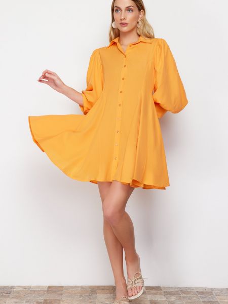 Pletené mini šaty Trendyol oranžové