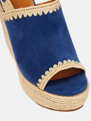 Sandale din piele de căprioară cu pană Clergerie albastru