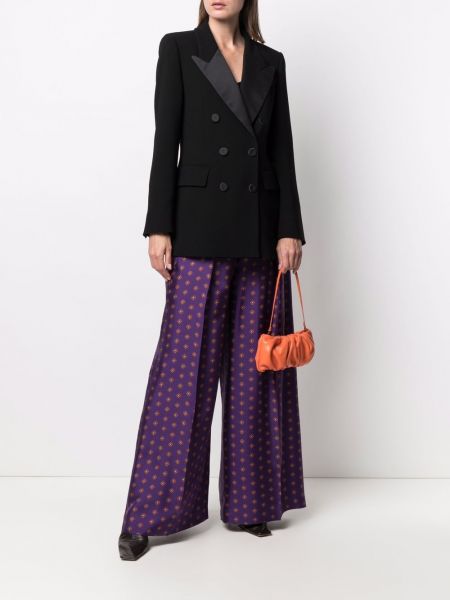 Pantalones de seda con estampado con estampado geométrico Alberto Biani violeta