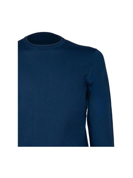 Sweter bawełniany z okrągłym dekoltem Gran Sasso niebieski