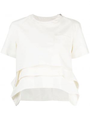 Тениска с волани с джобове Sacai бяло