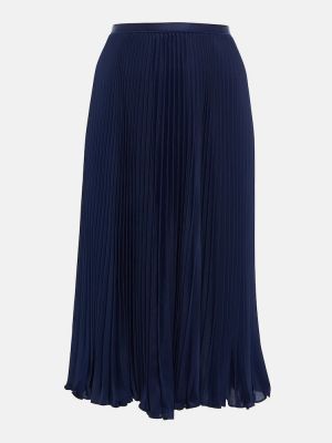 Plisovaná midi sukňa Polo Ralph Lauren modrá