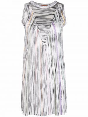 Strikket stripete paljett dress Missoni hvit