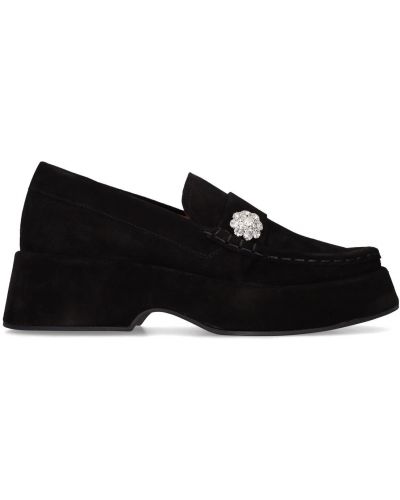 Pantofi loafer din piele de căprioară Ganni negru