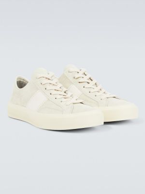 Sneakers in pelle scamosciata Tom Ford bianco