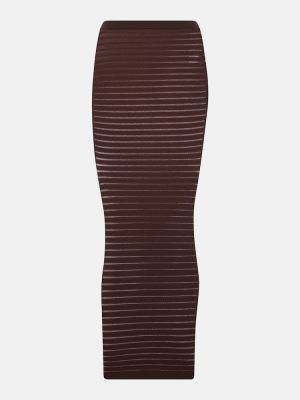 Pruhovaná dlhá sukňa Alaïa hnedá