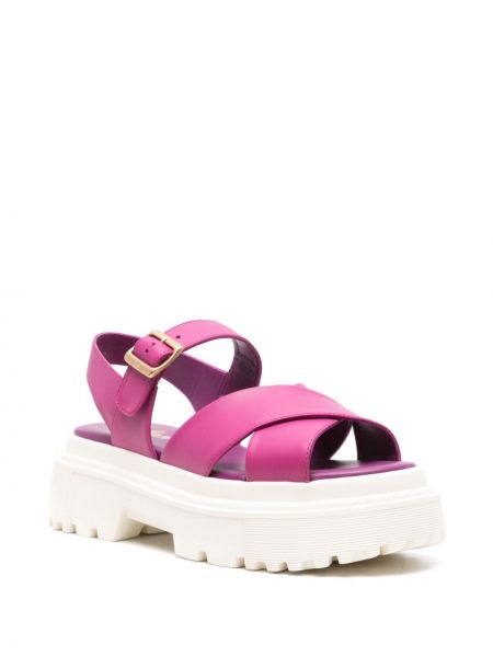 Chunky kožené sandály Hogan růžové