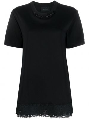 Mežģīņu t-krekls Simone Rocha melns