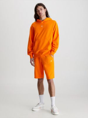 Pantaloni scurți din denim Calvin Klein Jeans portocaliu