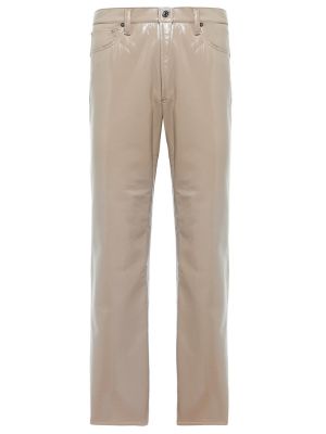 Viskózové retro kožené kalhoty s vysokým pasem Agolde - béžová