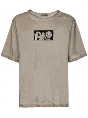 Raštuotas marškinėliai su įbrėžimais Dolce & Gabbana pilka