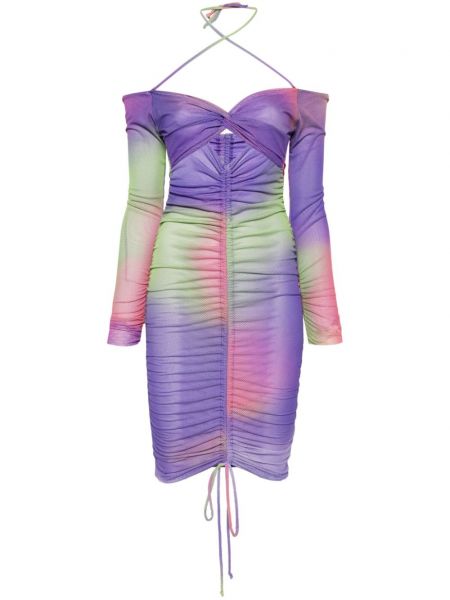Sukienka z siateczką w kamuflażu Emporio Armani fioletowa