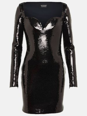 Mini robe à paillettes Balenciaga noir