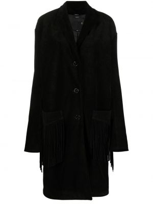Semišový kabát R13 černý