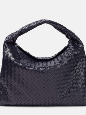 Usnjena nakupovalna torba Bottega Veneta črna