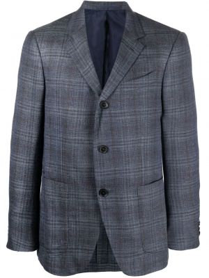 Trykt sjekket lang blazer Zegna blå