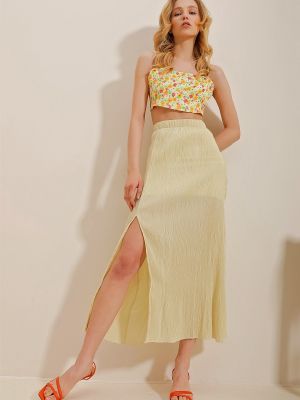 Długa spódnica Trend Alaçatı Stili beżowa