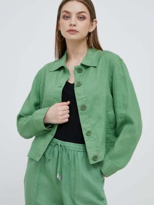 Oversized lněná bunda United Colors Of Benetton zelená