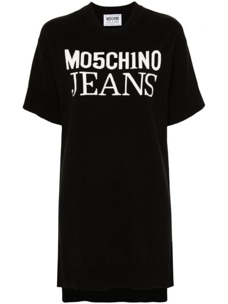 Jacquard strick gerades kleid Moschino Jeans schwarz