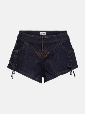 Kratke traper hlače s vezicama s čipkom Jean Paul Gaultier plava