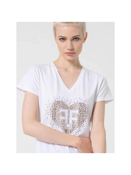 Koszulka z kryształkami Fracomina biała