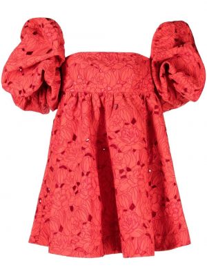 Sukienka mini z krótkim rękawem Leo Lin czerwona