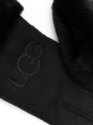 Semišové rukavice s výšivkou Ugg černé
