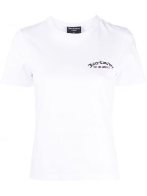 Tricou cu broderie din bumbac Juicy Couture alb