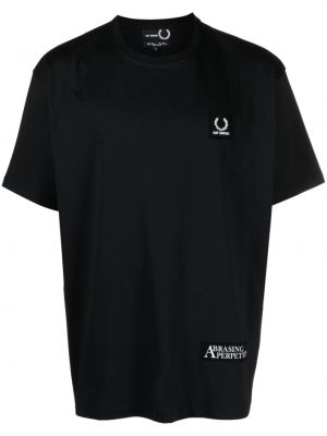 Βαμβακερή μπλούζα με σχέδιο Raf Simons X Fred Perry μαύρο