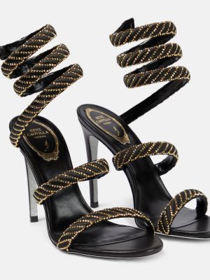 Pletené saténové sandále René Caovilla čierna