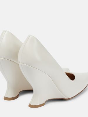 Кожени полуотворени обувки с клин ток Bottega Veneta бяло