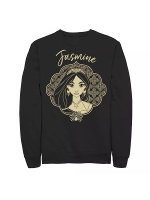 Мужской флисовый пуловер с изображением Жасмина в рамке Aladdin Live Action Disney черный