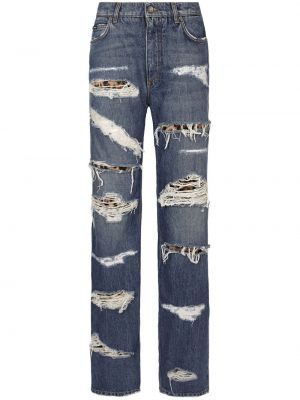 Straight fit džíny s oděrkami Dolce & Gabbana modré