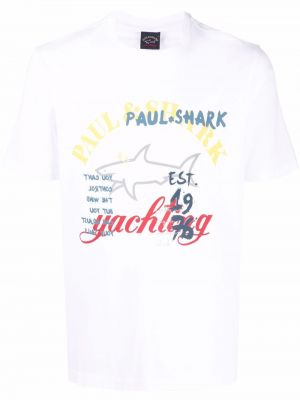 Tričko s potlačou Paul & Shark biela