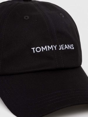 Czapka bawełniana Tommy Jeans czarna