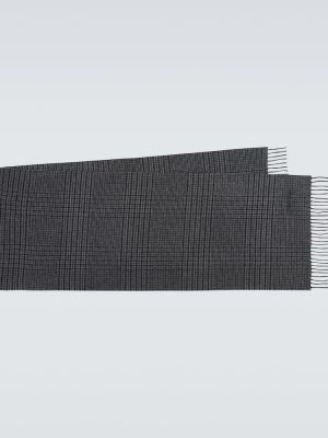 Kostkovaný kašmírový vlněný šál Tom Ford šedý