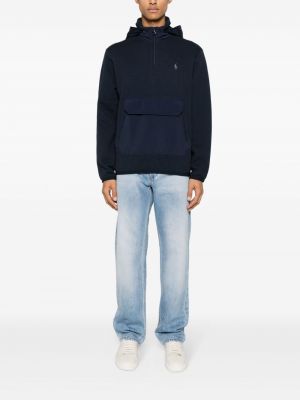 Siuvinėtas džemperis su gobtuvu su užtrauktuku Polo Ralph Lauren mėlyna